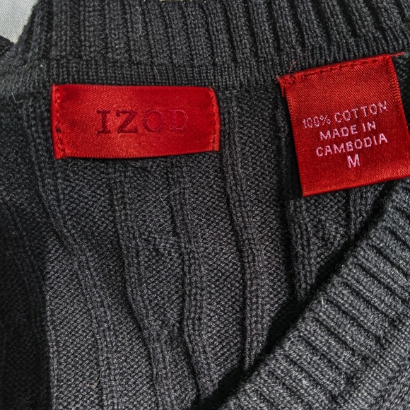 IZOD V-Neck sweater. Black, ribbed. Men's medium. - Picture 6 of 8